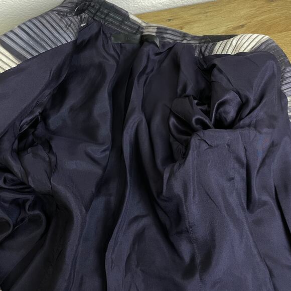 Daniela Corte Silk Blazer Jacket Womens 38 Purple Floral Striped Metallic Career - Picture 12 of 13